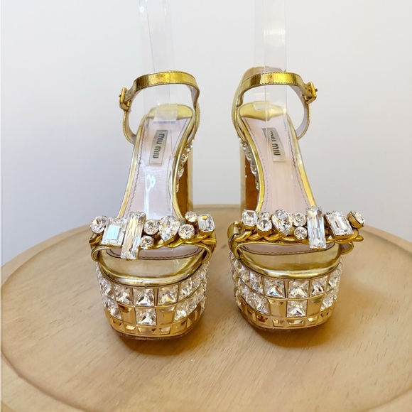 Miu Miu Mirror Embellished Crystal Platform Heel - Picture 4 of 13